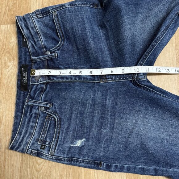 JUDY BLUE JEANS DISTRESSED KNEE SKINNY HIGH RISE STRETCH SIZE 5 / 27 DENIM - Picture 7 of 8